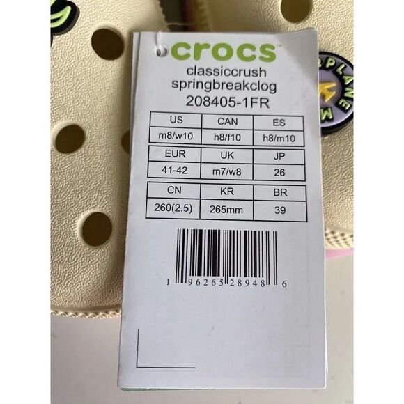 Crocs Classic Crush Spring Break Clog Women's Sz 10 Vanilla 208405-1FR NEW - Picture 5 of 13
